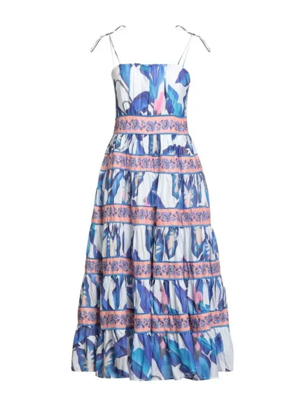 Farm Rio foliage floral square neck sleeveless 100% cotton summer midi dress M